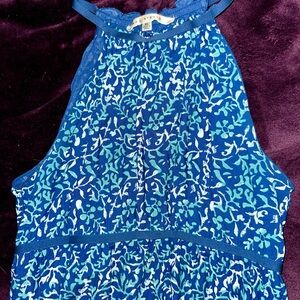 Max Studio Blue Sundress with Sleeveless Design and Crew Neck